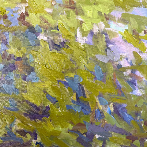 Detail of impressionist landscape painting by Priscilla Long Whitlock at Nature's Studio - Front Royal VA Art Gallery