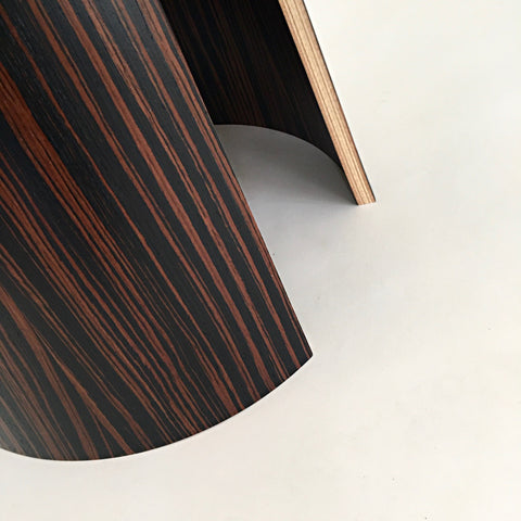 Detail of rounded pedestal end table with glass top by Richard Judd at Cottage Curator - Sperryville VA Art Gallery