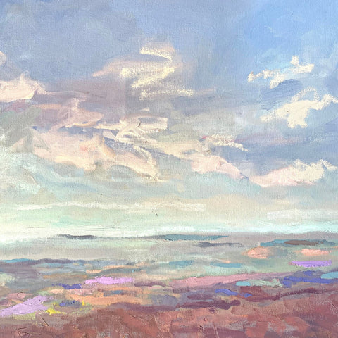 Detail of Landscape painting of overlook onto the Shenandoah Valley by Priscilla Long Whitlock at Cottage Curator - Sperryville VA Art Gallery
